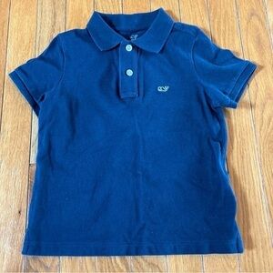 Vineyard Vines Pique Short Sleeve Polo Shirt Navy Blue Boys Size 5 Logo Whale